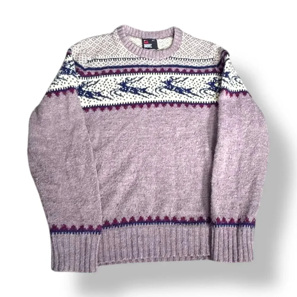 Vintage 90s Robert Bruce Fair Isle Reindeer Knit Sweater Nordic Ski Unisex Wool